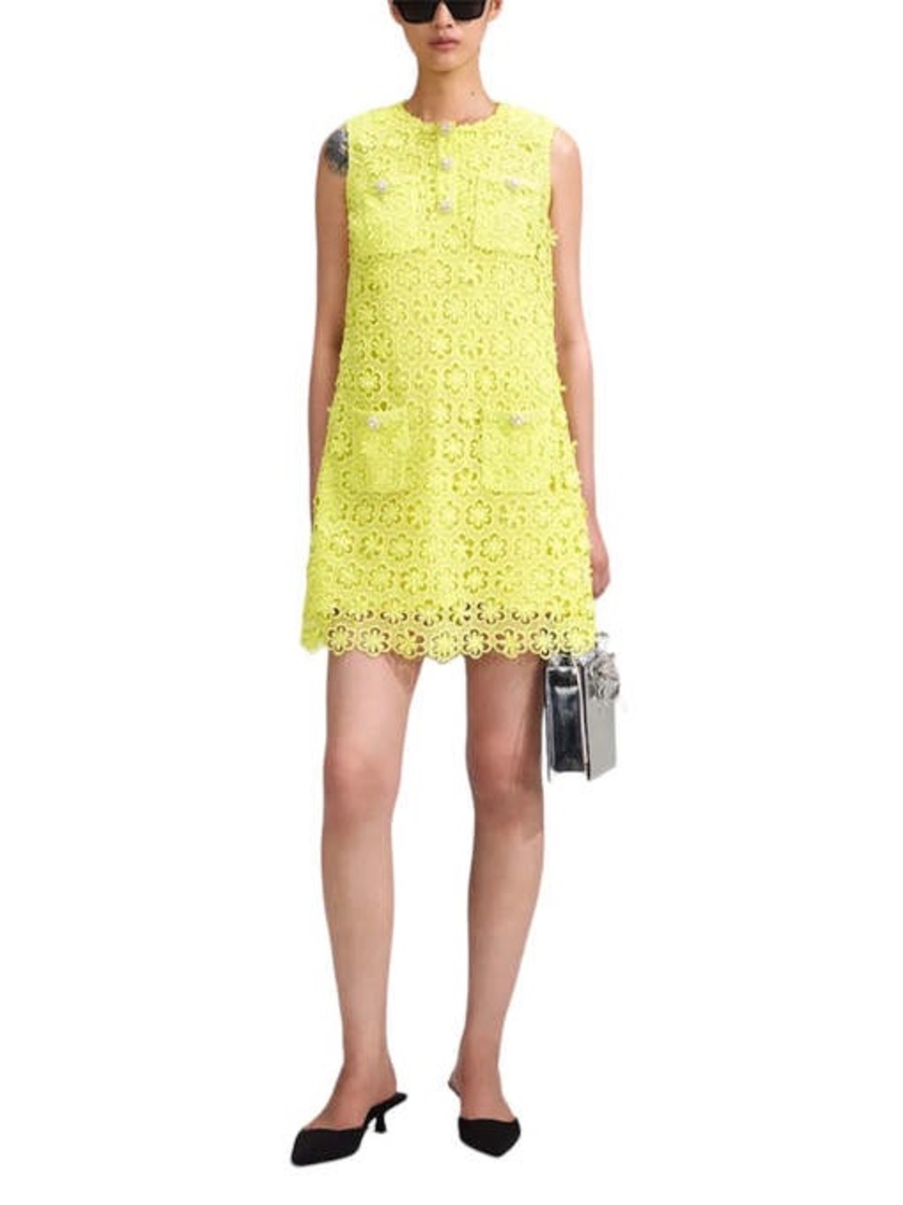 Self Portrait Lime Lace Guipure Dress Size 2